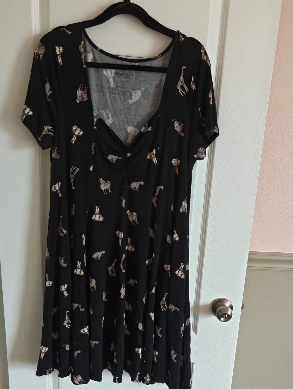 Torrid Black Midi Dress with Safari Animal Motif